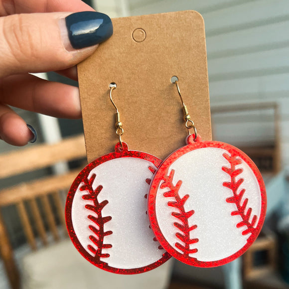 Glitter Baseball Earrings