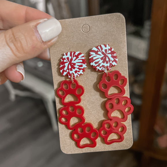 Red Paw Print Dangles