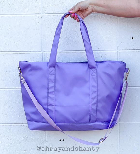Weekender Nylon Tote Bag-Lavender