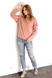 French Terry Ruffle Long Sleeve Pullover