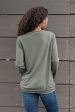 Olive French Terry Round Neck Long Sleeve Pocket Pullover