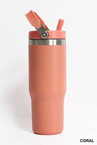 30oz Stainless Handled Tumbler CORAL