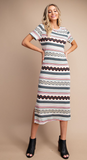 Aztec Knit Midi Dress-Ivory