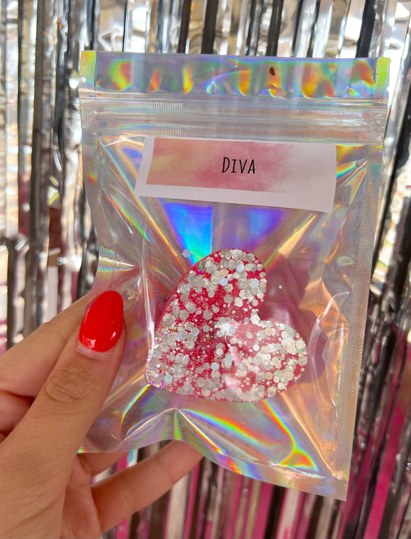 Pink Glitter Heart Freshie Vent Clip: Diva